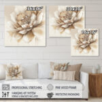 Blooming Beige Floral Design III - Floral Wall Art Botanical Canvas Wall Art Print - Image 4