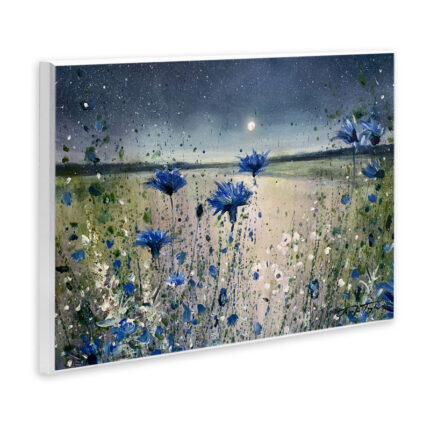 Blooming Blue Flowers Night Moon Giclee Art By Jennifer Taylor Art - Chic Decora
