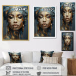 Blue And Gold African Woman Portrait - African Art Canvas Art - Image 5