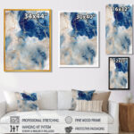 Blue And Gold Marble Clouds III - Abstract Canvas Wall Art - Image 4