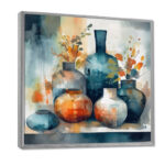 Blue And Orange Artisanal Boho Pottery I - Boho Pottery Wall Art