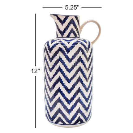 Blue Garden Chevron Pitcher - Chic Decora