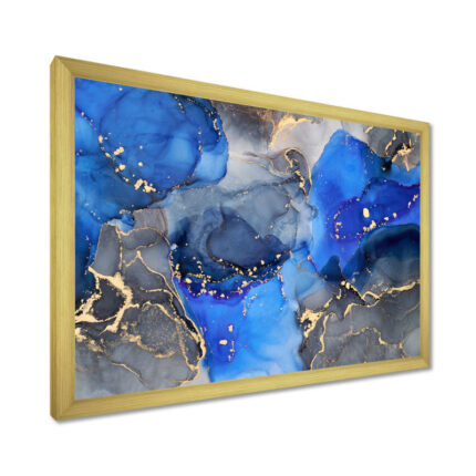 Blue and Black Luxury Abstract Fluid Art I – Abstract Painting on Canvas Print - Chic Decora