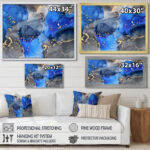 Blue and Black Luxury Abstract Fluid Art I - Abstract Painting on Canvas Print - Image 5