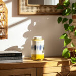 Boho Ceramic Stoneware Jar with Handpainted Lid Detailing and Decorative Etched Leaf Motif for Eclectic Display and Functional Accent Storage in Contemporary Artisan Design - Image 4