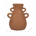 Boho Pottery Terracotta Vase with Sculptural Handles and Artisan-Inspired Craftsmanship for Decorative Accent Display in Global Eclectic Modern Rustic Farmhouse Mediterranean Interiors Decor - Image 5