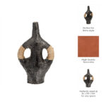 Boho Vase Pottery Terracotta with Woven Synthetic Wicker Accents 14" Black Decorative Accent for Home Office Bedroom Living Room - Image 8