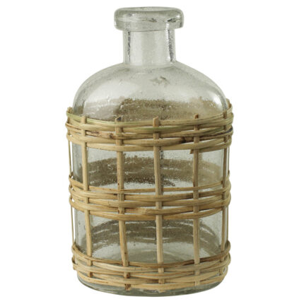 Bottle, Glass & Rattan – Medium - Chic Decora