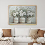 Bottled Plant Thankful Grateful Blessed Inspirational Green Floral Rustic Mason Jar Large Canvas Print Wall Art - Image 4