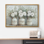 Bottled Plant Thankful Grateful Blessed Inspirational Green Floral Rustic Mason Jar Large Canvas Print Wall Art - Image 8