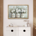 Bottled Plant Thankful Grateful Blessed Inspirational Green Floral Rustic Mason Jar Large Canvas Print Wall Art