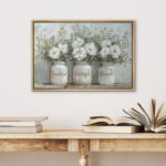 Bottled Plant Thankful Grateful Blessed Inspirational Green Floral Rustic Mason Jar Large Canvas Print Wall Art - Image 2