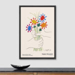 Bouquet of Peace (Flower Bouquet With Hands) Pablo Picasso Floral- Framed Canvas Print Wall Art Work - Image 3