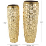 Braseby Metal Tall Decorative Gold Vase with Grooved Patterns Set - Image 4