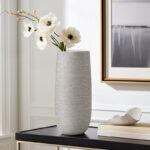Brava 11" Metallic Silver Textured Ceramic Table Vase - Image 7