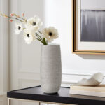 Brava 11" Metallic Silver Textured Ceramic Table Vase