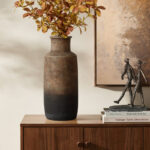 Brown Ombre Terracotta Narrow Inch Tall Vase - Image 4