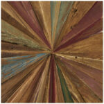 Brown Teak Wood Handmade Radial Starburst Wall Decor 39" x 1" x 18" - Image 3