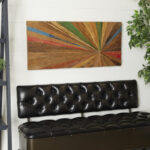 Brown Teak Wood Handmade Radial Starburst Wall Decor 39" x 1" x 18" - Image 2