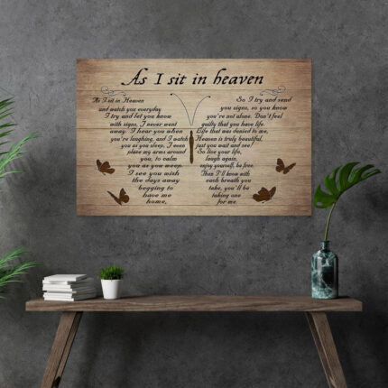 Butterflies – I Sit In Heaven And Watch You Everyday Gallery Wrapped Canvas – For Memorial Decor, Brown And Beige Home Decor - Chic Decora