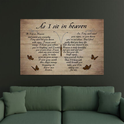 Butterflies – I Sit In Heaven And Watch You Everyday Gallery Wrapped Canvas – For Memorial Decor, Brown And Beige Home Decor - Chic Decora