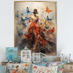 Butterfly And Woman Dance I - Butterfly Wall Art
