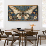 Butterfly Illusion Moody Vintage Modern Rustic Artwork - Extra Large Framed Wall Art Canvas Print - Image 5