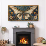 Butterfly Illusion Moody Vintage Modern Rustic Artwork - Extra Large Framed Wall Art Canvas Print