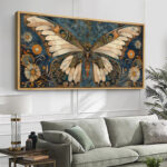 Butterfly Illusion Moody Vintage Modern Rustic Artwork - Extra Large Framed Wall Art Canvas Print - Image 2
