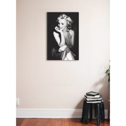 Buy Art for Less Marilyn Monroe Sitting Photographic Wrapped Canvas Decor - Chic Decora