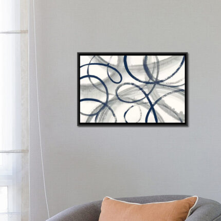 Calligraphia With Navy by Sue Schlabach – Gallery-Wrapped Canvas Giclée Print - Chic Decora