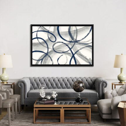 Calligraphia With Navy by Sue Schlabach – Gallery-Wrapped Canvas Giclée Print - Chic Decora