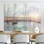 Calm Reflections by Studio Arts Meadow Birch Trees Canvas Art Print