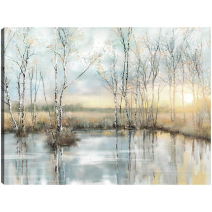 Calm Reflections by Studio Arts Meadow Birch Trees Canvas Art Print - Chic Decora