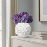 Carneal 6" White Geometric Ball Ceramic Table Vase - Image 2