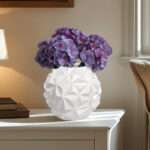 Carneal 6" White Geometric Ball Ceramic Table Vase