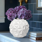Carneal 6" White Geometric Ball Ceramic Table Vase - Image 4