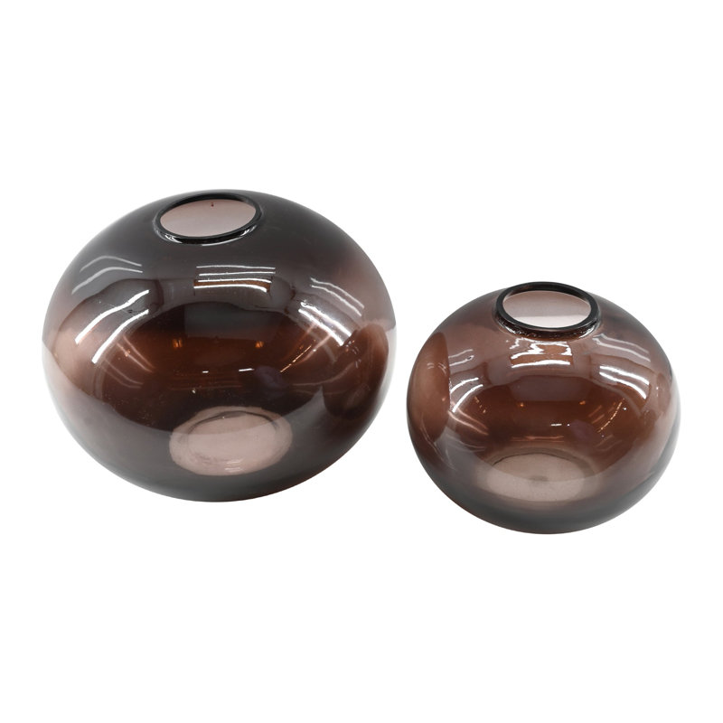 Caspian 2 Piece Handblown Round Glass Vase - Chic Decora