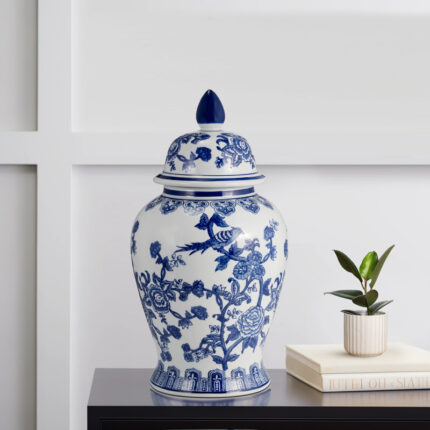 Ceramic Chinoiserie Ginger Jar with Lid - Chic Decora