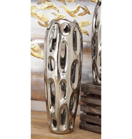 Ceramic Decorative Vase with Cut Out Designs - Chic Decora