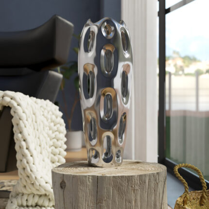 Ceramic Decorative Vase with Cut Out Designs - Chic Decora