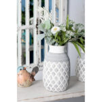 Ceramic Decorative Vase with Diamond Pattern - Image 2