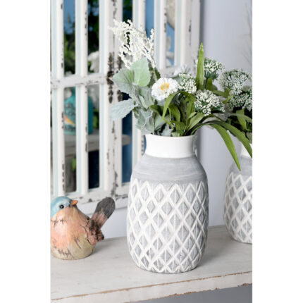 Ceramic Decorative Vase with Diamond Pattern - Chic Decora