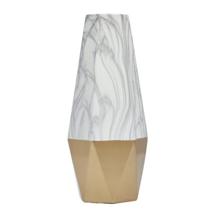 Ceramic Faux Marble Decorative Vase with Base - Chic Decora
