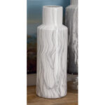 Ceramic Faux Marble White Decorative Vase