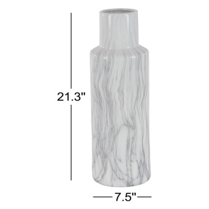 Ceramic Faux Marble White Decorative Vase - Chic Decora