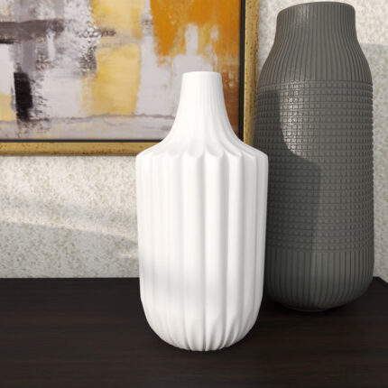 Ceramic Fluted Decorative Vase - Chic Decora