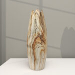 Ceramic Marbled Decorative Vase with Angled Edge Opening and Rust Accents - Image 6