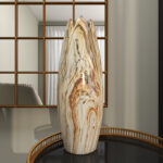 Ceramic Marbled Decorative Vase with Angled Edge Opening and Rust Accents - Image 7