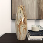 Ceramic Marbled Decorative Vase with Angled Edge Opening and Rust Accents - Image 8